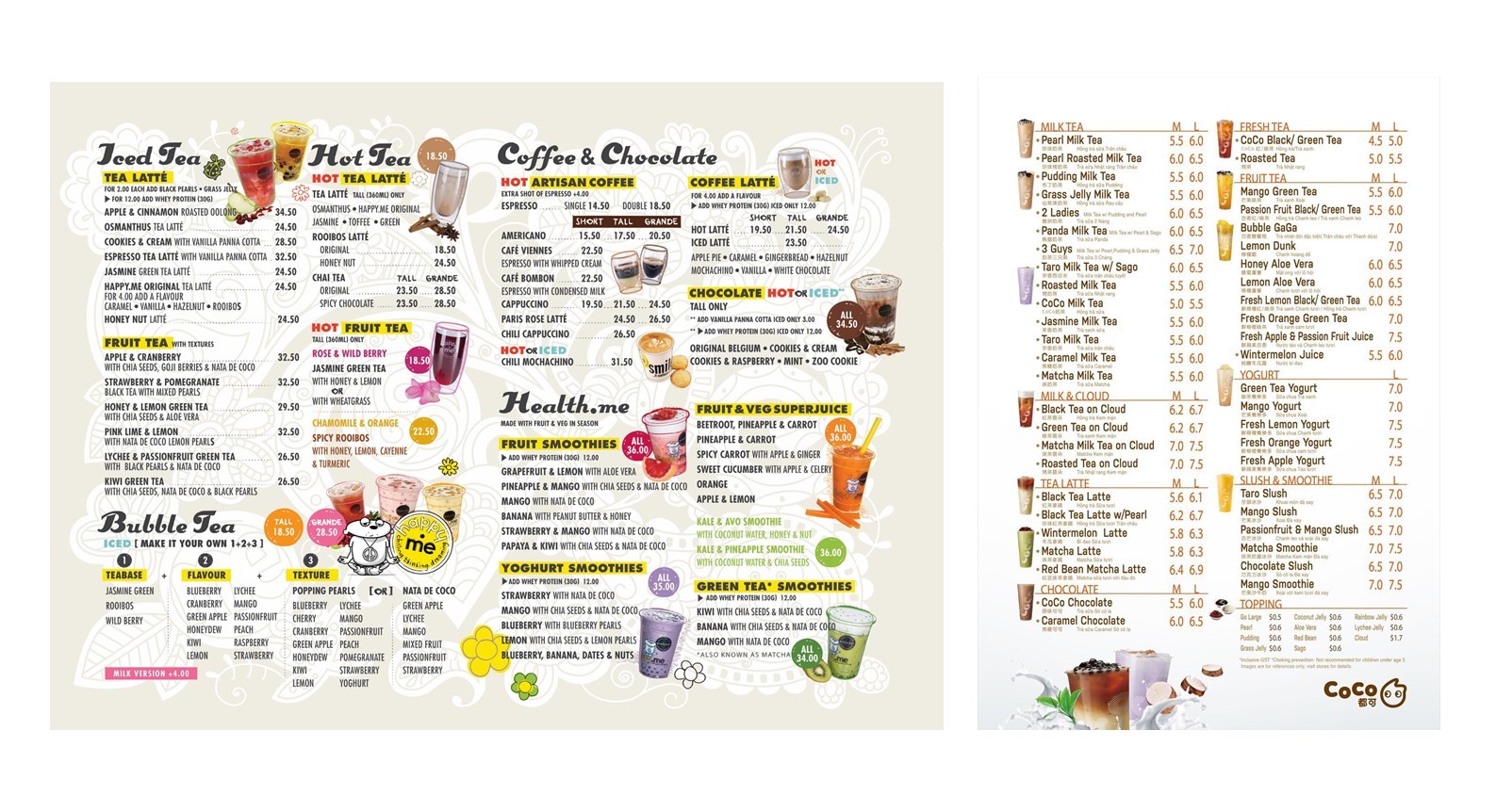 menu quán trà sữa - menu chính