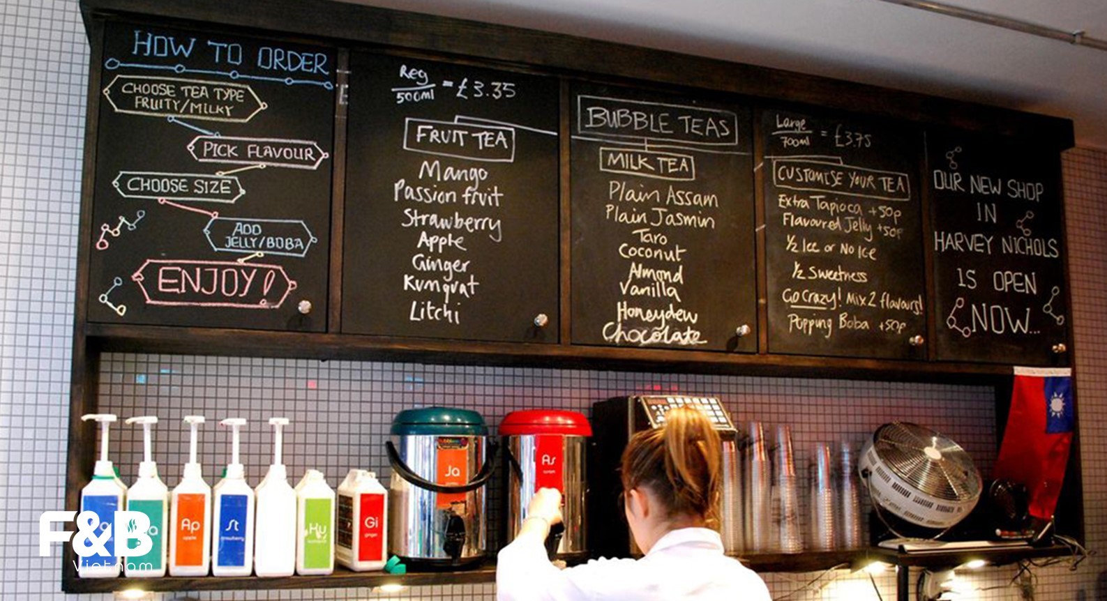 menu quán trà sữa bảng treo