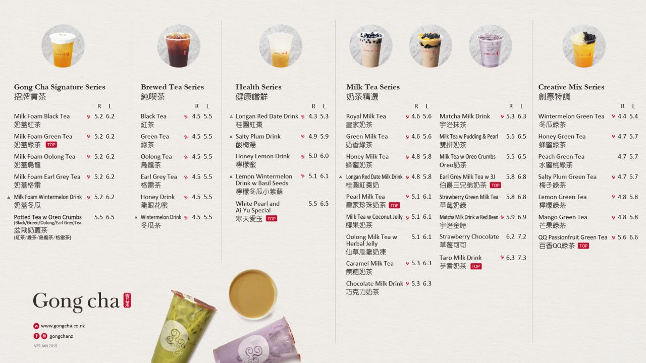 menu quán trà sữa must try