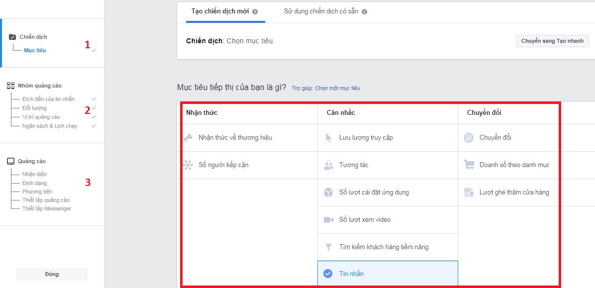 tao chien dich quang cao facebook