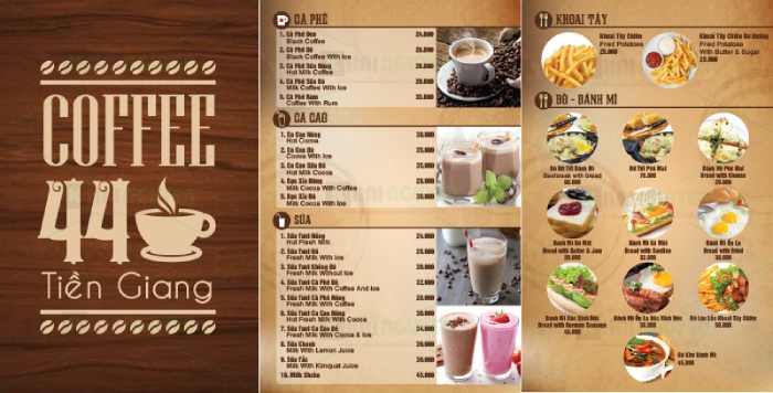 Menu quán cafe ăn sáng