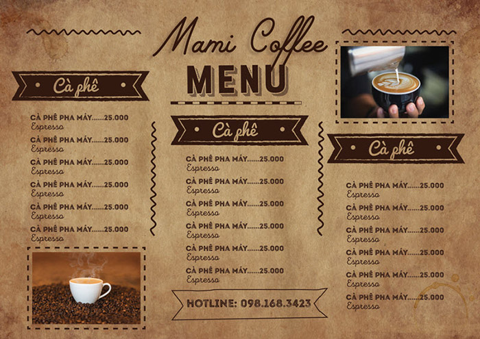 Thiêt Kê Menu Mở Quán Cafe