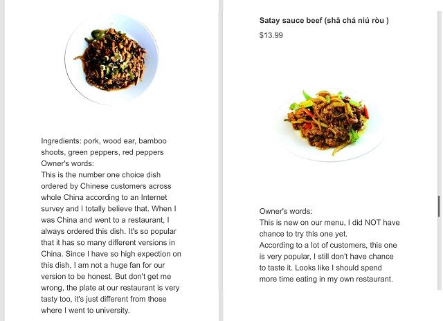 Nhà hàng gây "bão" nhờ menu kèm review thực